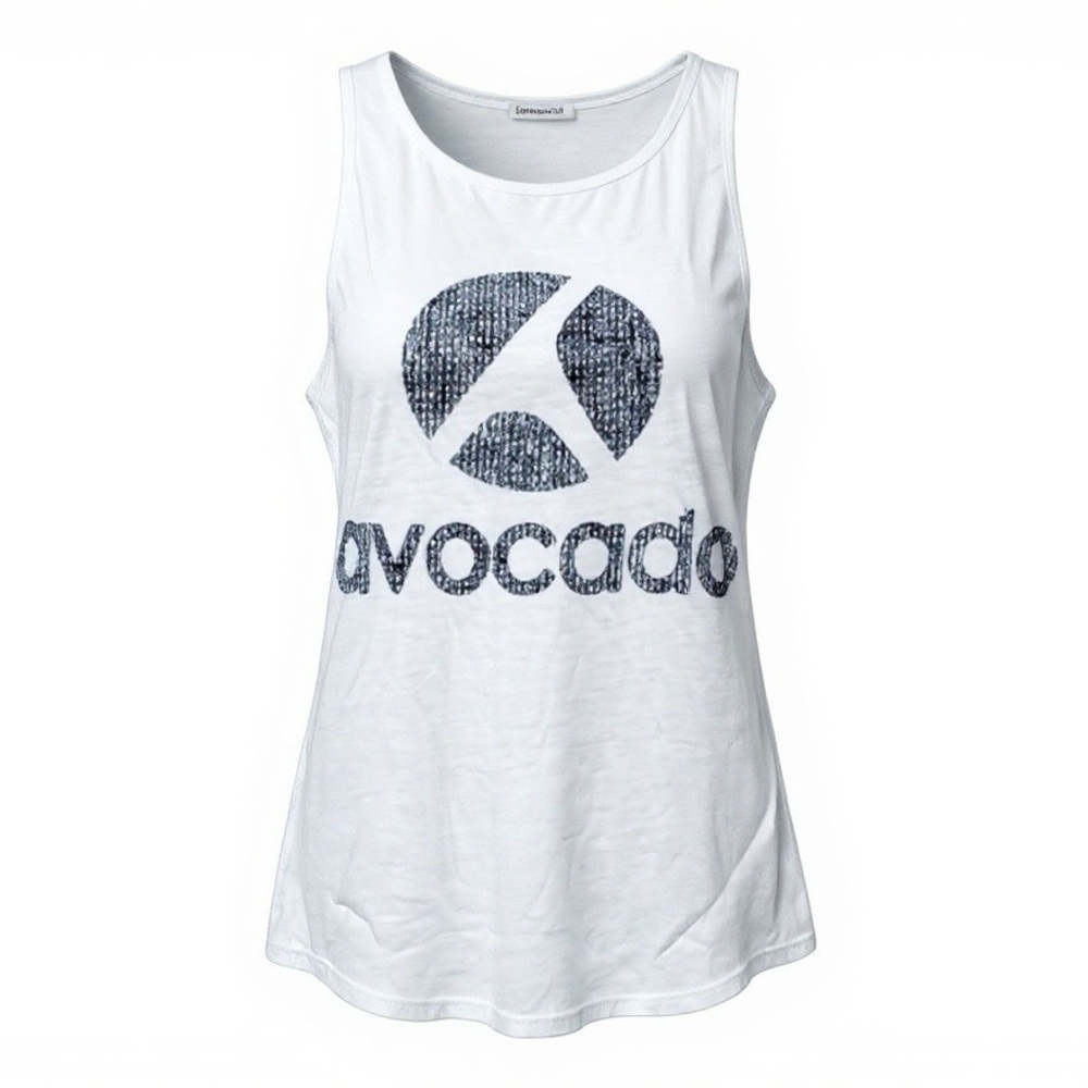 NWT Avocado White Peek Tie Graphic Tank Top L